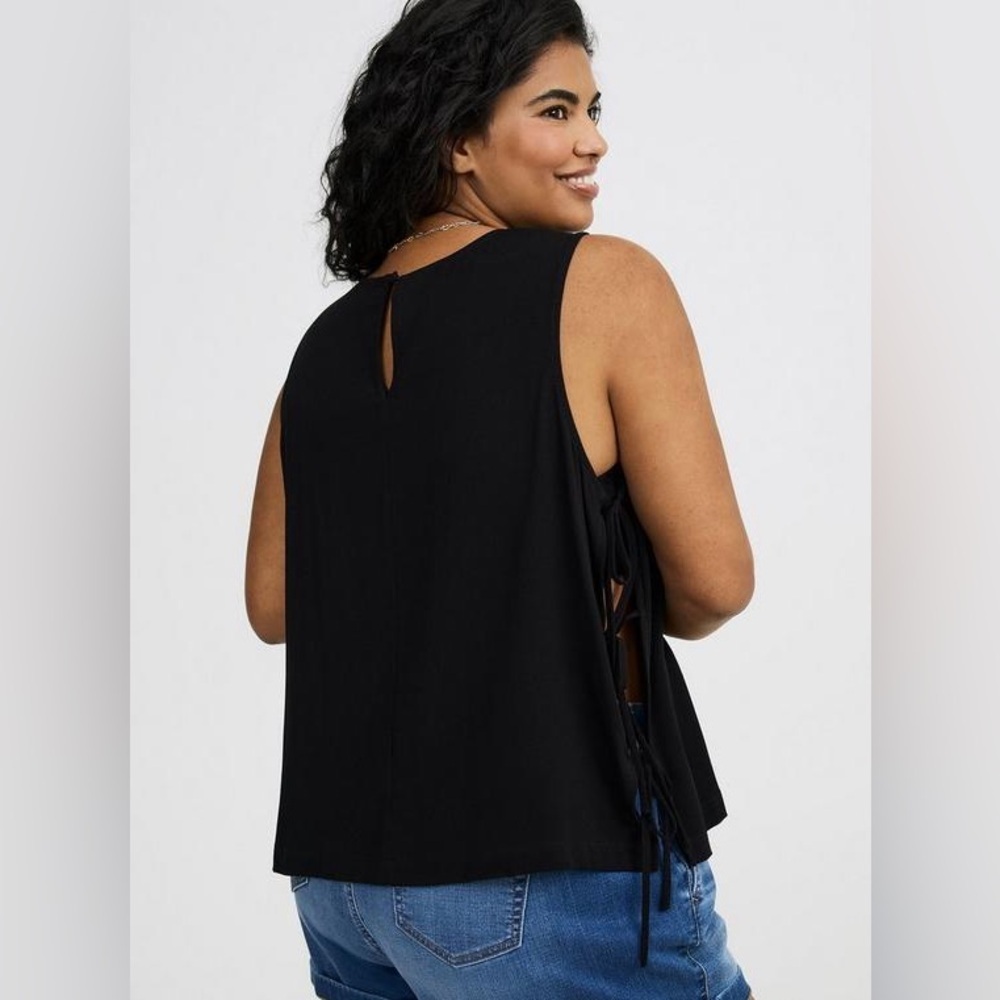 torrid Black Sleeveless Tank with Side Tie Detail - Picture 3 of 11